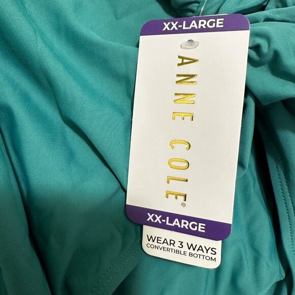 Anne Cole Women's Size XXL Ocean Green High-Waisted Bikini Swim Bottoms NWT - Picture 2 of 8